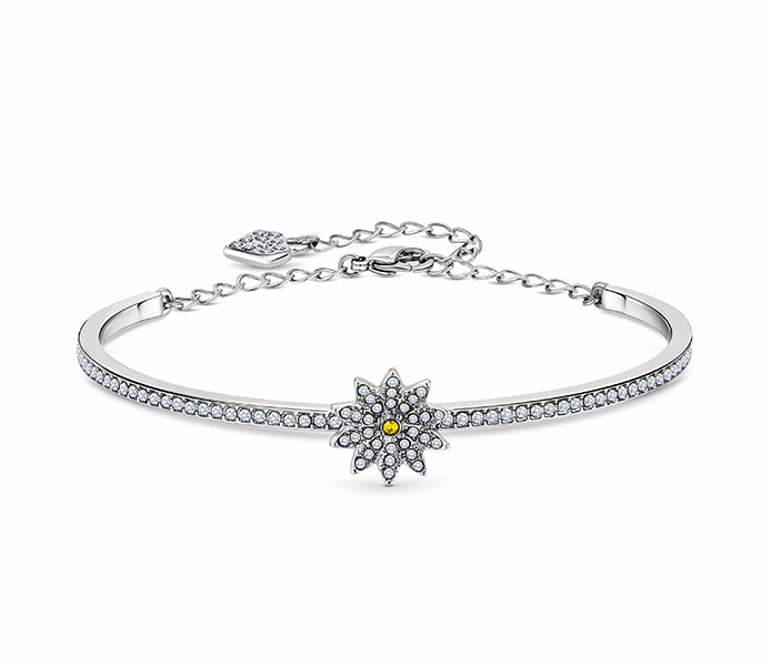 Daisy bracelet in rhodium plating
