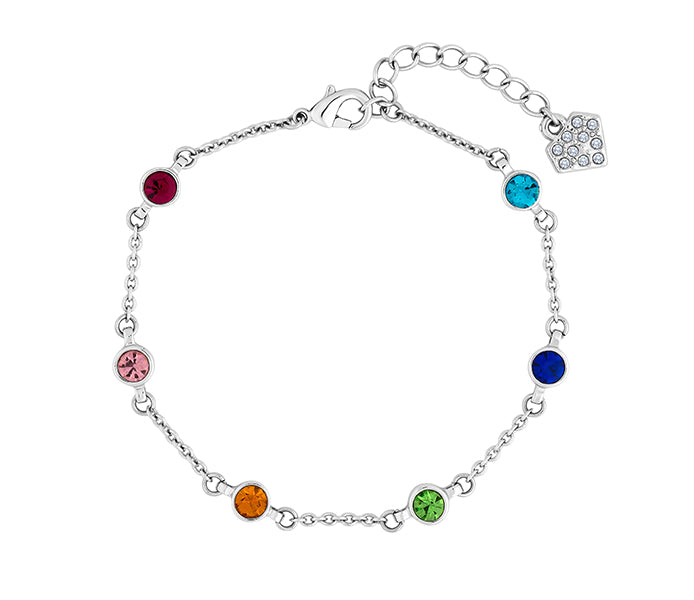 Dew Drop Bracelet with Multi Colour Crystals