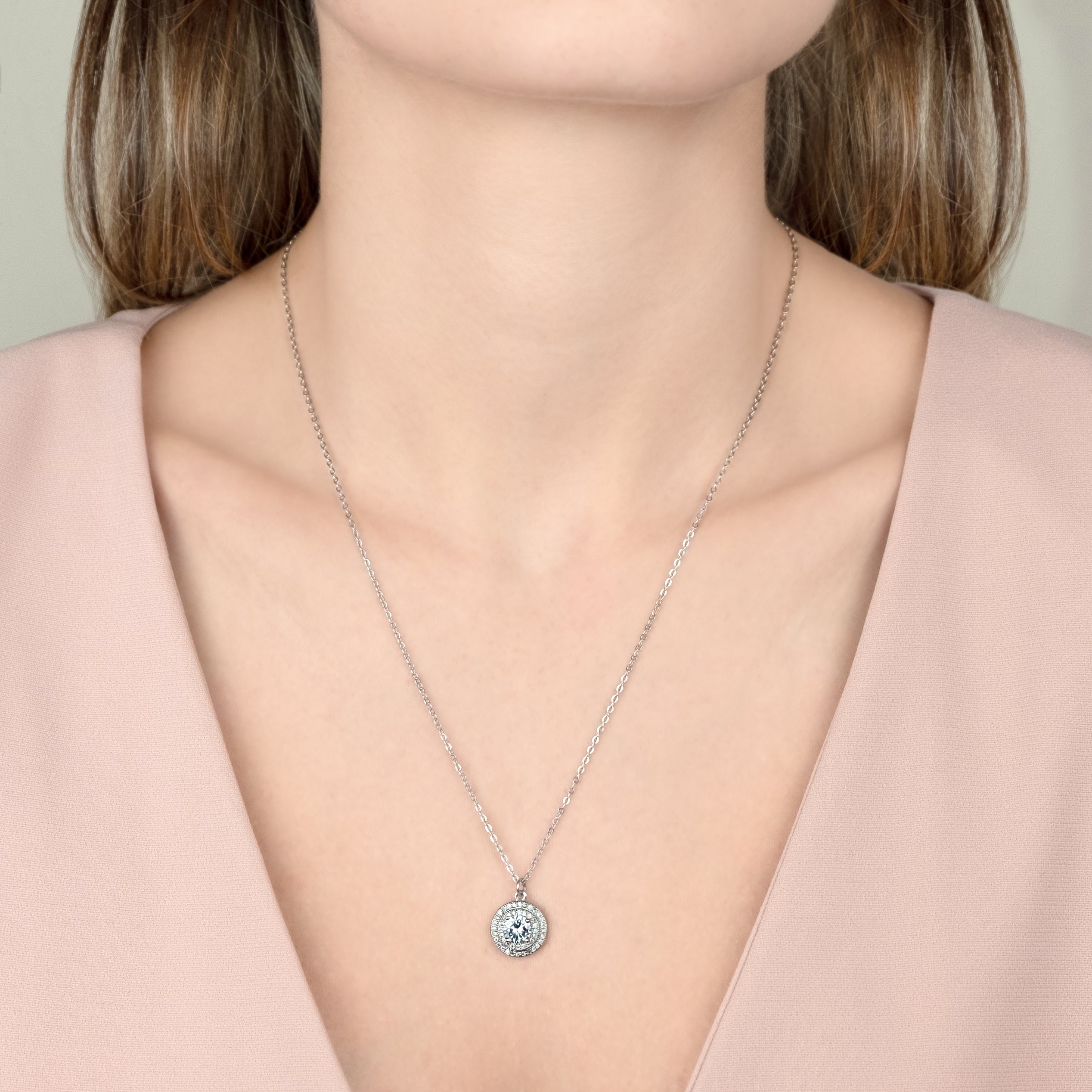 Disc Pendant with Crystals