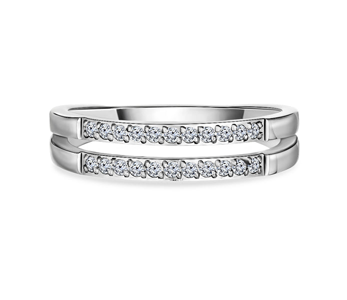 Double Pave Ring in Rhodium Plating
