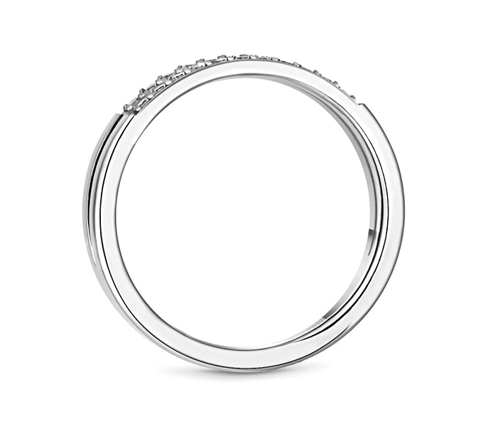 Double Pave Ring in Rhodium Plating