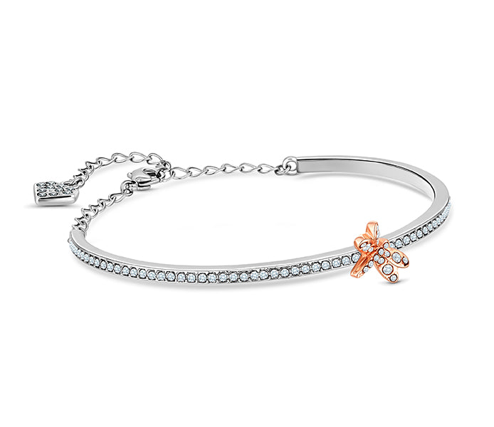 Dragon fly bangle in rhodium plating