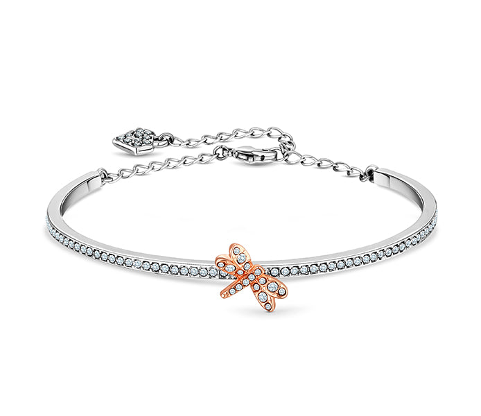 Dragon fly bangle in rhodium plating