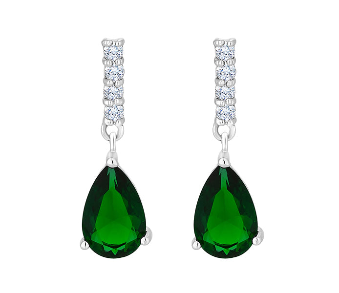 Droplet Earring with Green Crystals