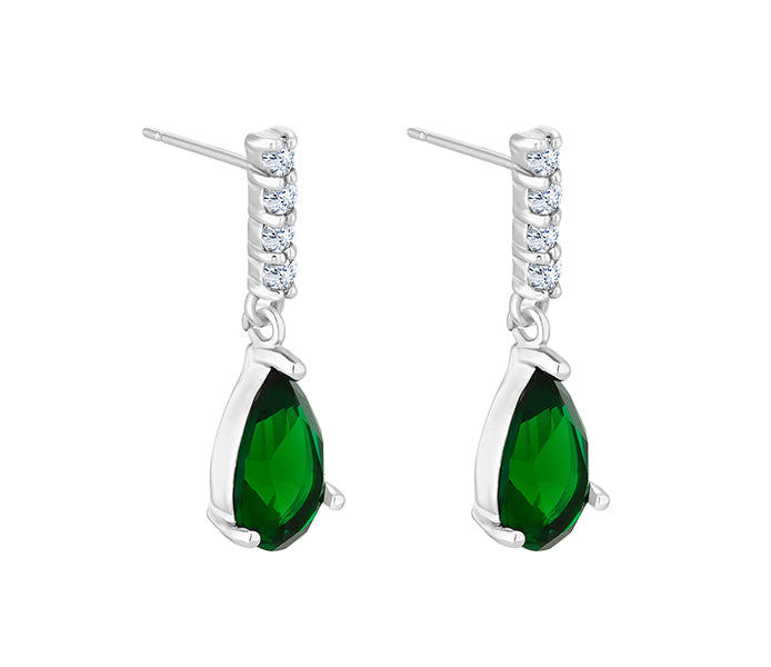 Droplet Earring with Green Crystals