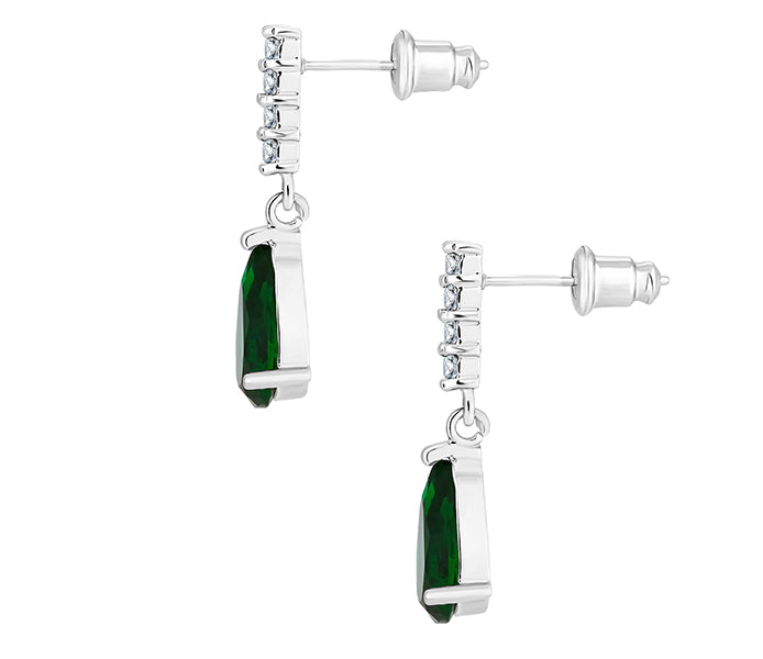 Droplet Earring with Green Crystals