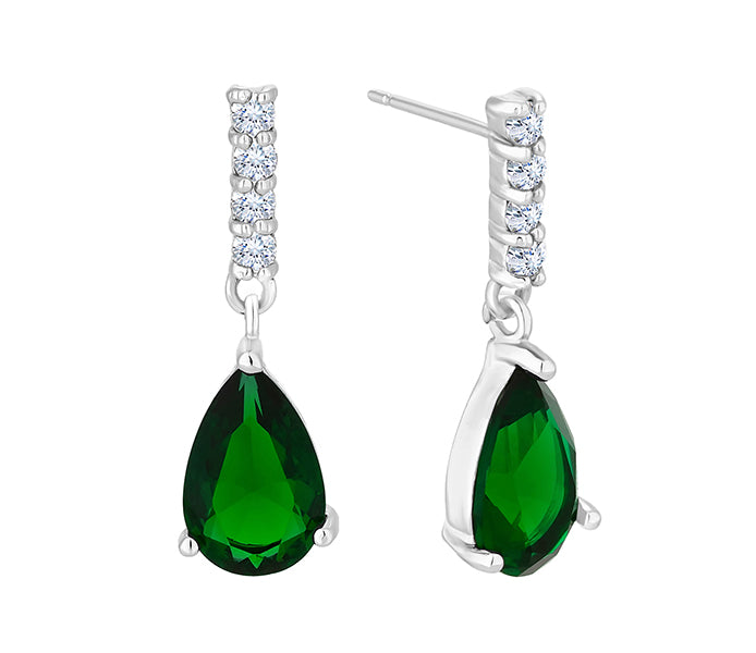 Droplet Earring with Green Crystals