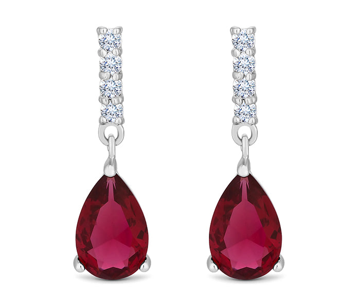Droplet Earrings with Red Crystal