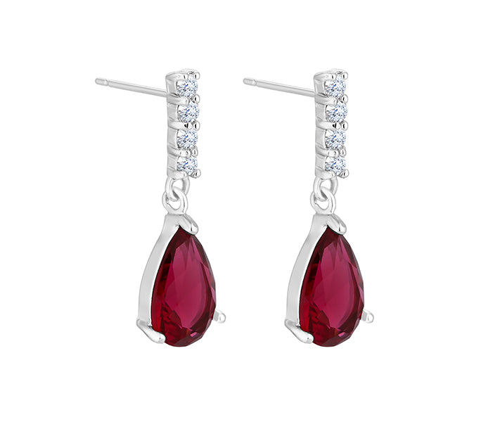Droplet Earrings with Red Crystal