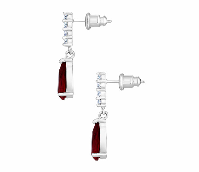 Droplet Earrings with Red Crystal