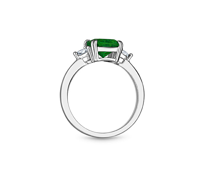 Emerald cut emerald ring in rhodium plating in siz