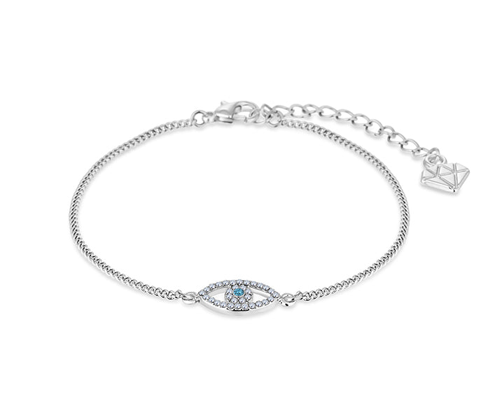 Evil Eye Bracelet in Rhodium Plating