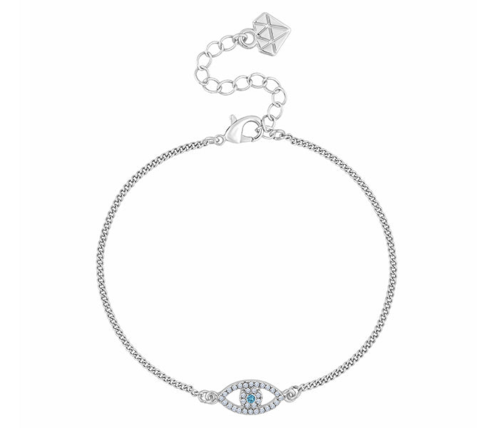 Evil Eye Bracelet in Rhodium Plating