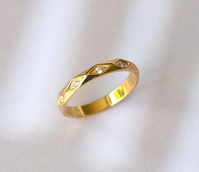 Faceted Ring in Gold Plating