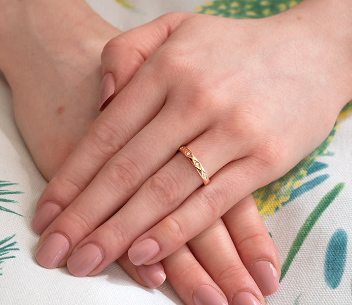 Faceted Ring In rose gold plating
