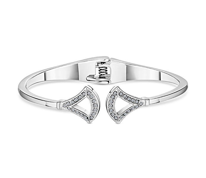 Fan Bangle with crystals in rhodium plating