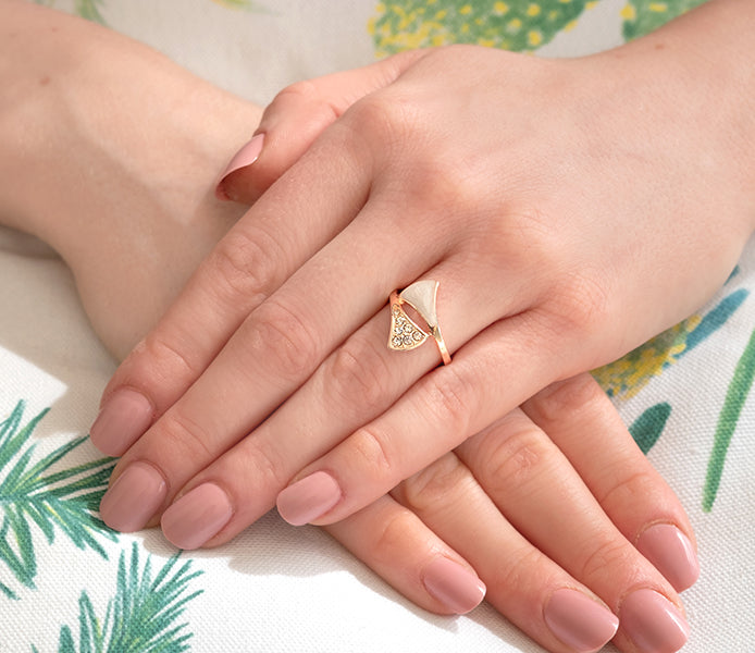 Fan ring in rose gold plating size 6