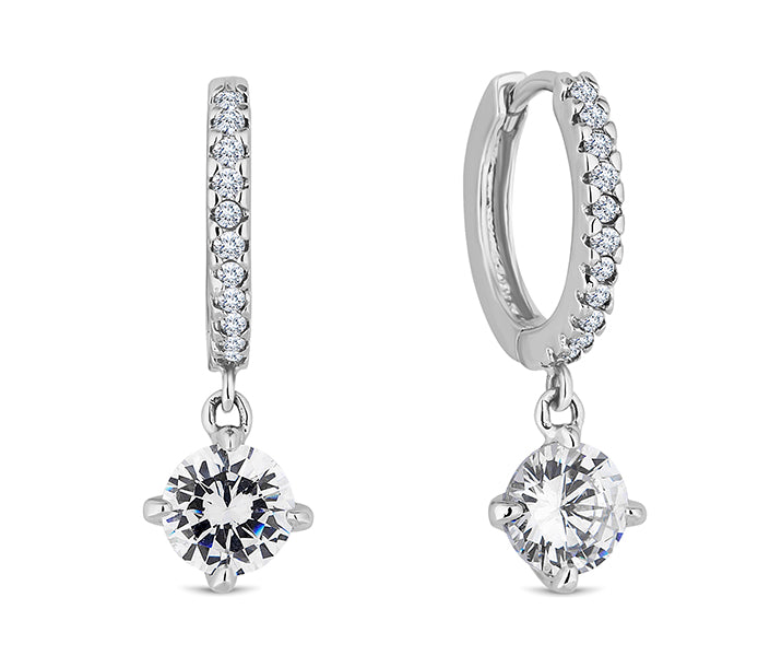Hoop Earrings with a Gem Drop