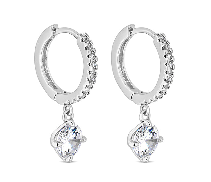 Hoop Earrings with a Gem Drop