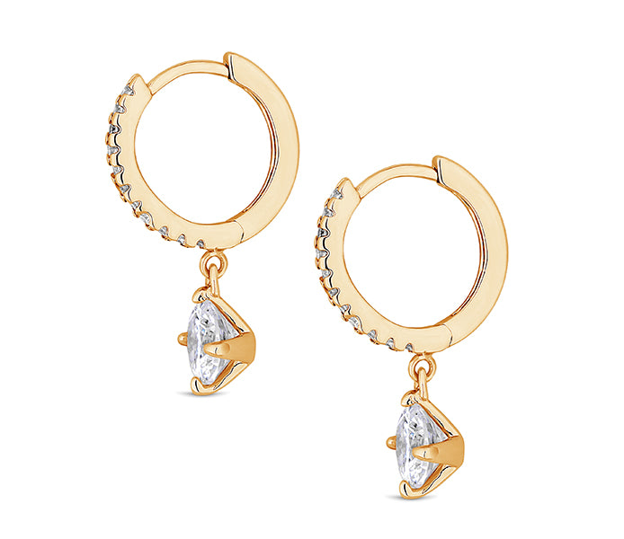 Gem Drop Hoop Earrings in Gold Plating