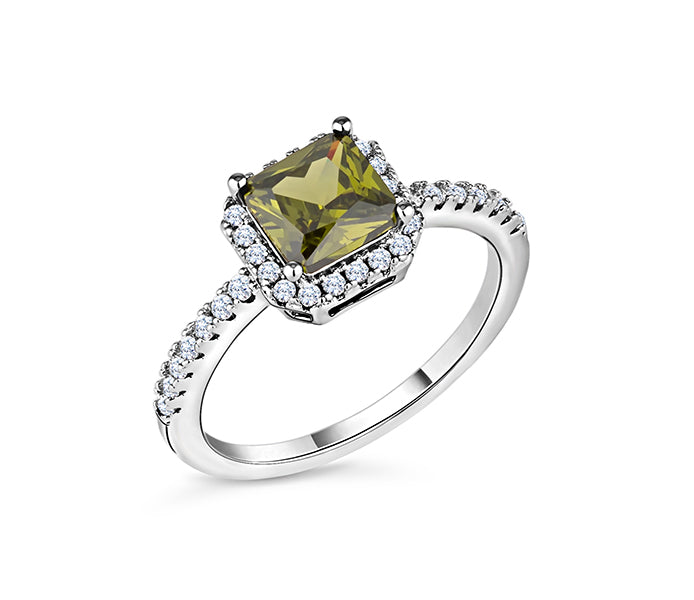 Green halo ring in rhodium plating size 6
