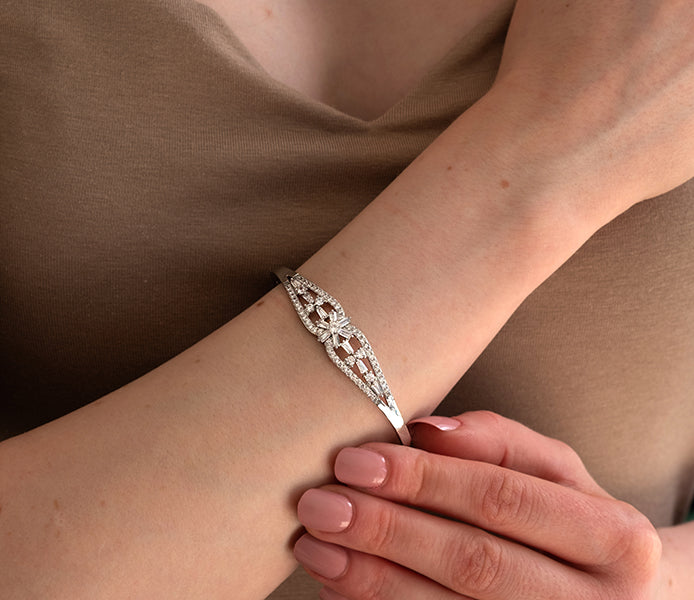 Harmony Bangle in Rhodium Plating