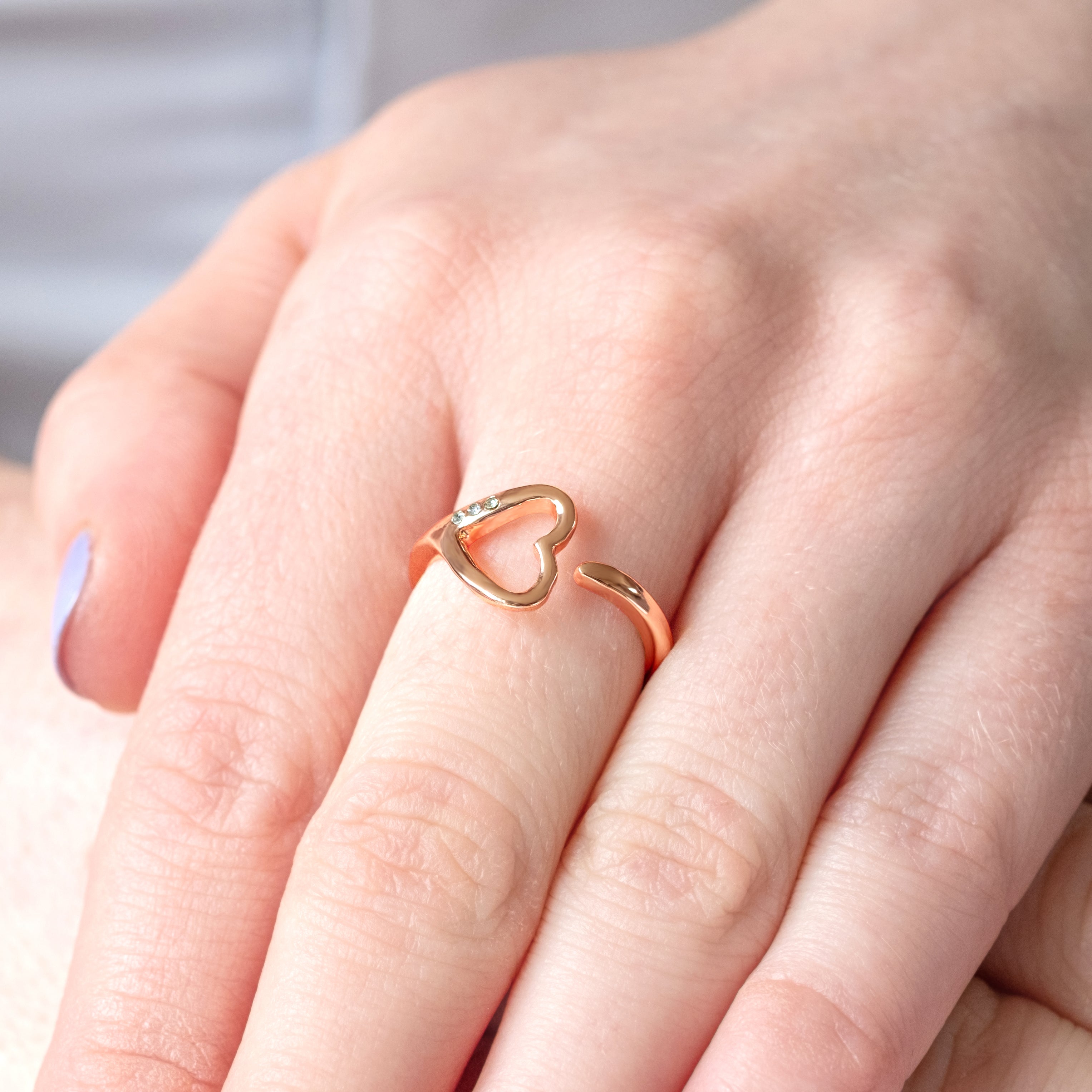 Heart Ring in Rose Gold plating size 6