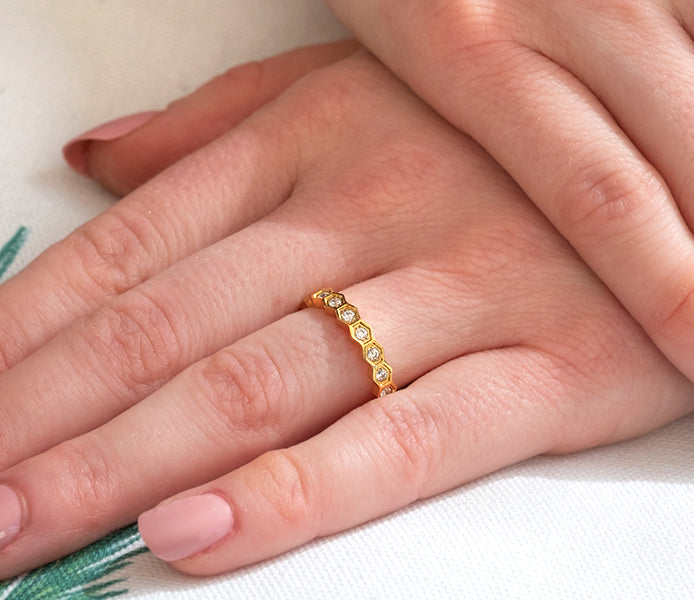 Hex Ring in Gold Plating