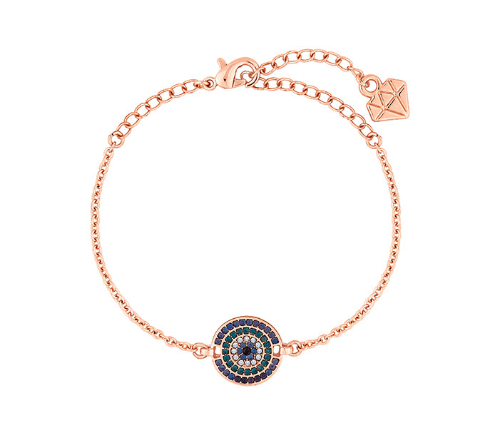 Honey Comb Bracelet with Blue Crystals in Rose