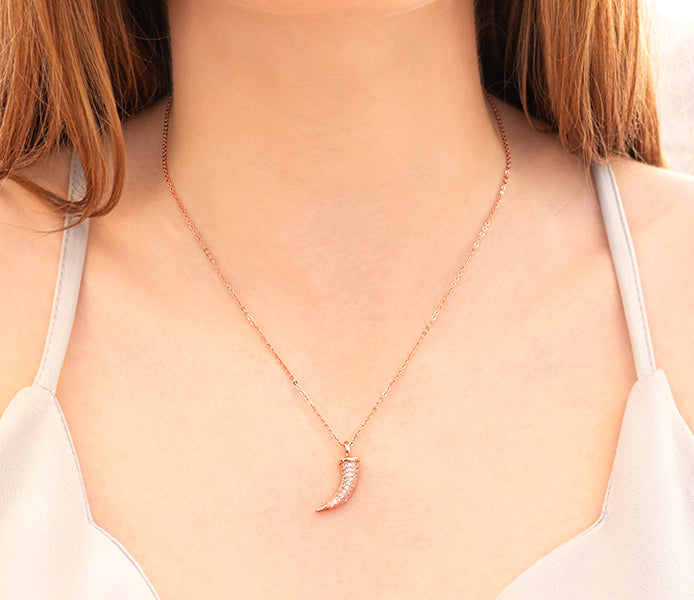 Horn Pendant in Rose Gold Plating