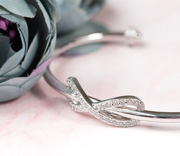 Infinity Cuff Bangle with Crystals