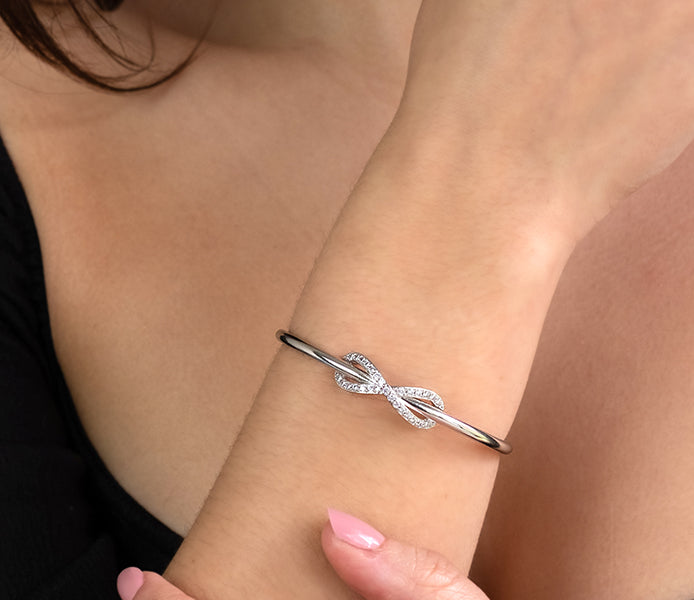 Infinity Cuff Bangle with Crystals