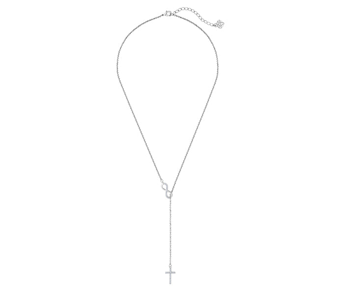 Infinity Lariat Necklace in Rhodium Plating