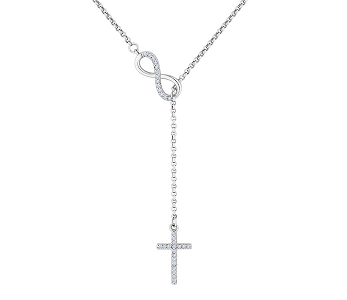 Infinity Lariat Necklace in Rhodium Plating