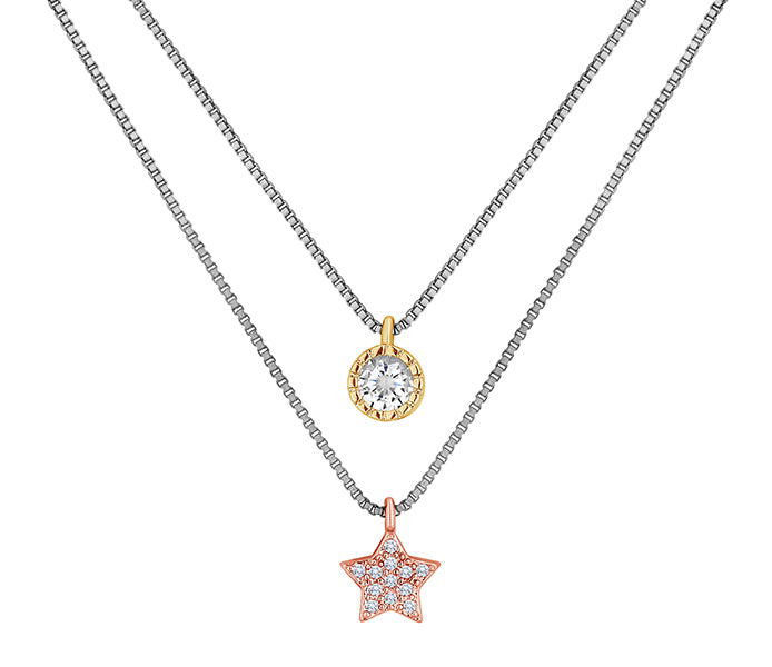 Layered Star Necklace in Mixed Metal