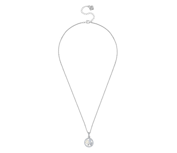 Multi Heart Pendant in Rhodium Plating with Crysta