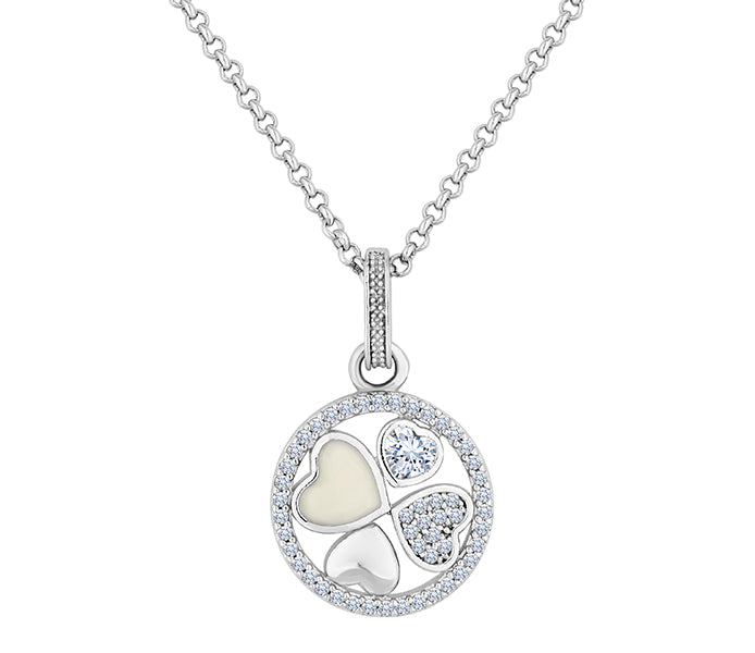 Multi Heart Pendant in Rhodium Plating with Crysta