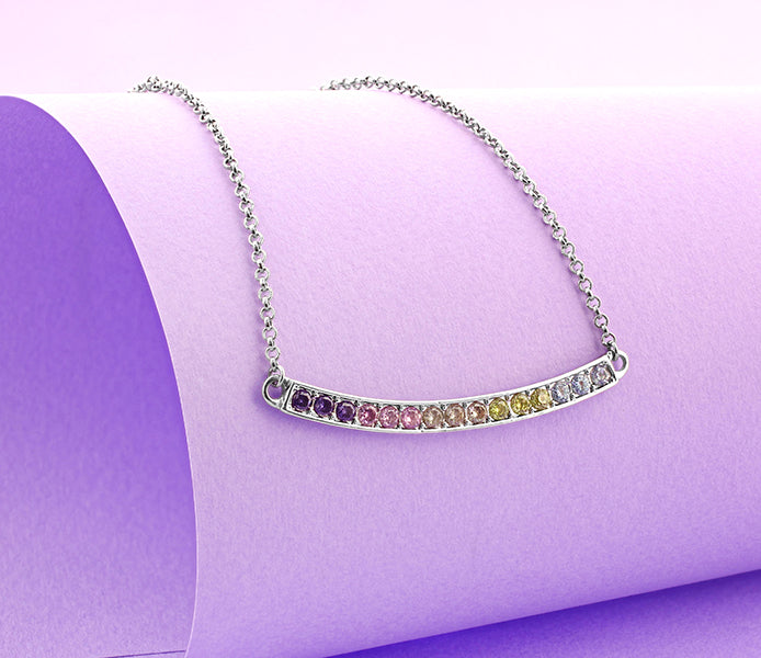 Necklace with Multi Coloured Crystals