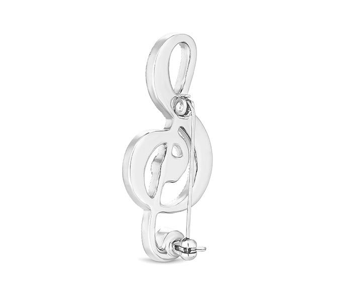 Music Note Brooch with Crystals