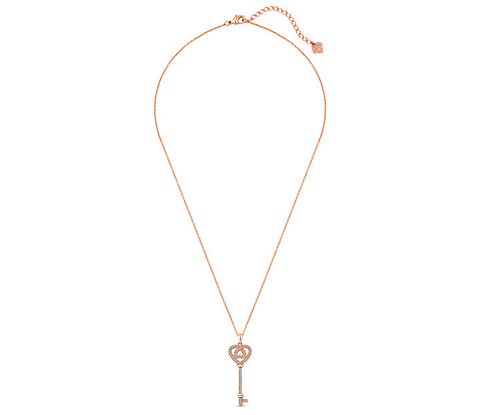 Ornate key pendant in rose gold plating
