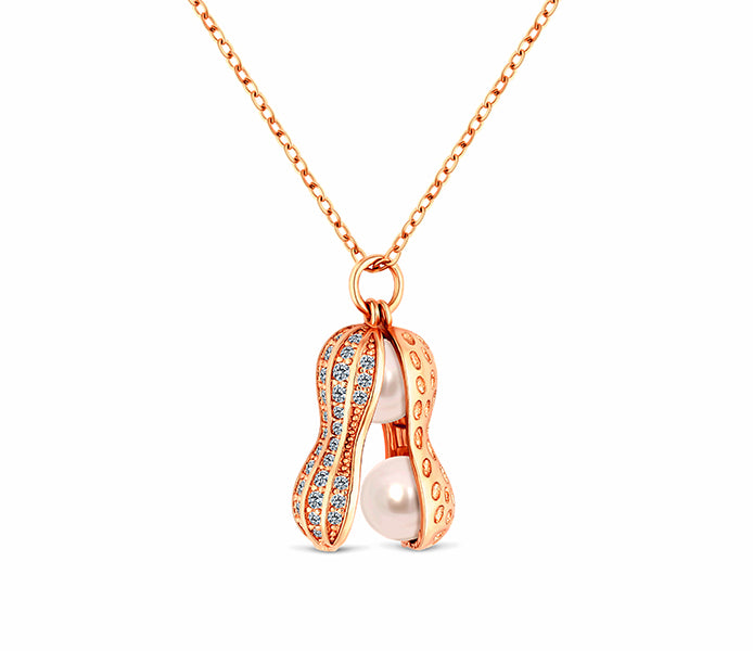 Peanut Pearl Pendant in rose gold plating