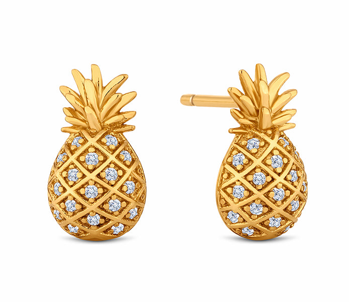 Pineapple Earrings in Gold Plating