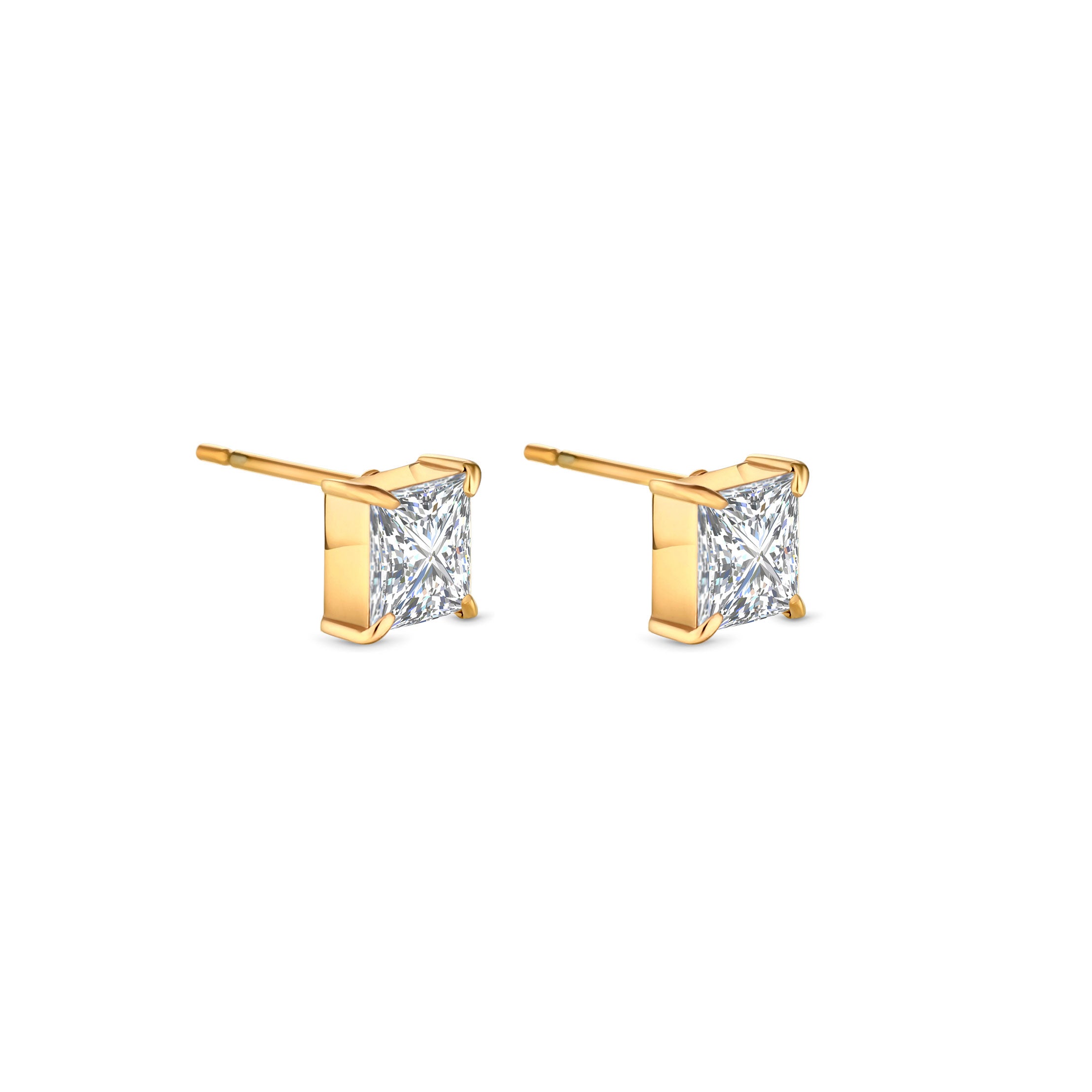 Princess Stud Earrings - Gold
