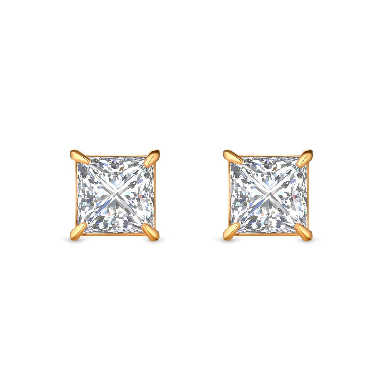 Princess Stud Earrings - Gold