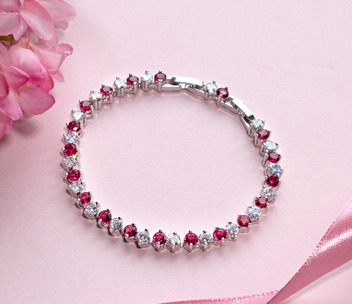 Purity Bracelet with Red Crystals and Extra Link