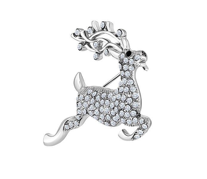Reindeer Brooch in Rhodium Plating