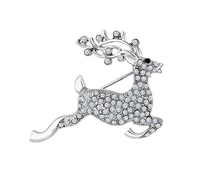 Reindeer Brooch in Rhodium Plating