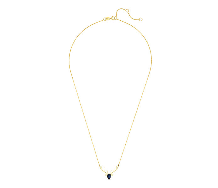 Reindeer Pendant with Blue crystal in gold plating