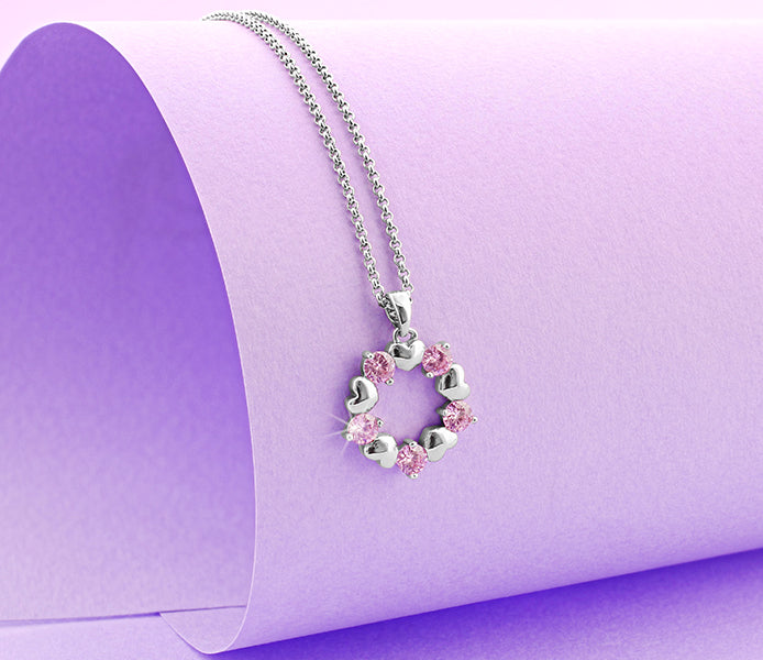 Ring-O-Ring Pendant with Pink Crystals