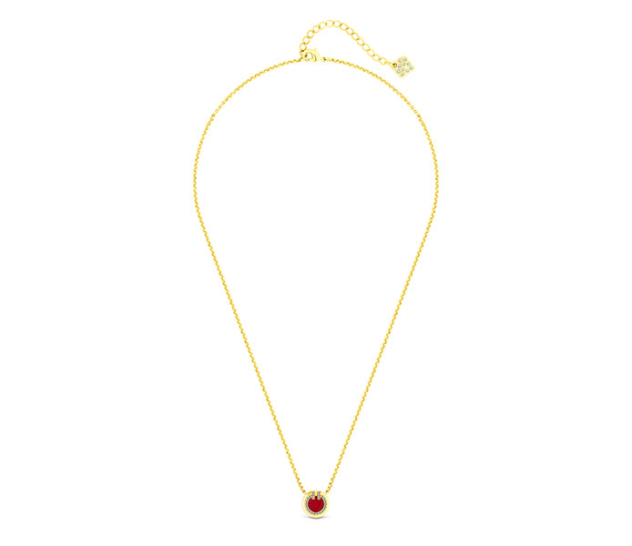 Round Pendant Small with Red enamel in yellow gold